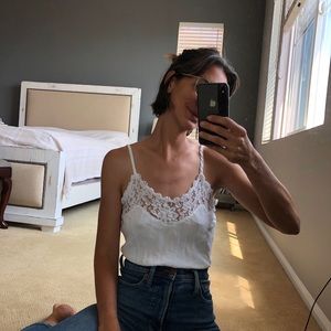 Vintage ~ white lacy cami / slip tank top